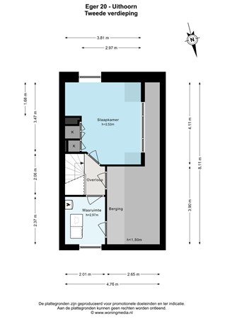 Plattegrond - Eger 20, 1423 GC Uithoorn - Eger 20 - Uithoorn - Tweede verdieping - 2D.jpg